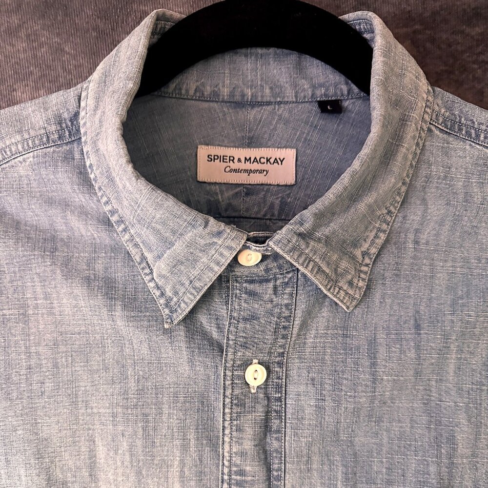 Spier & Mackay Chambray Denim Shirt Size L – Collar Tab
